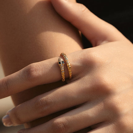 Snake-shaped Index Finger Ring Copper Plating 18K Real Gold Color Retention