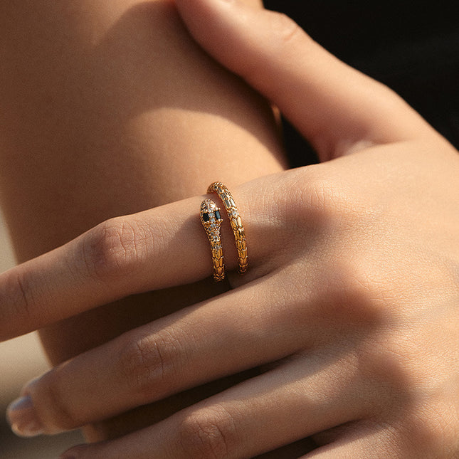 Snake-shaped Index Finger Ring Copper Plating 18K Real Gold Color Retention