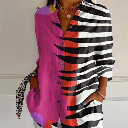 Floral Print Long-sleeved Shirt Women's Casual Button Tops Clothing