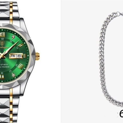 Men's Waterproof Double Calendar Luminous Quartz Watch